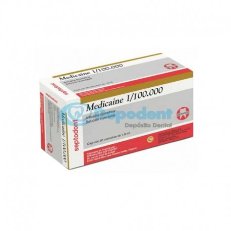 ANESTESIA MEDICAINE 1/100000 VIDRIO 50 CARTUCHO 1.8 ML SEPTODONT