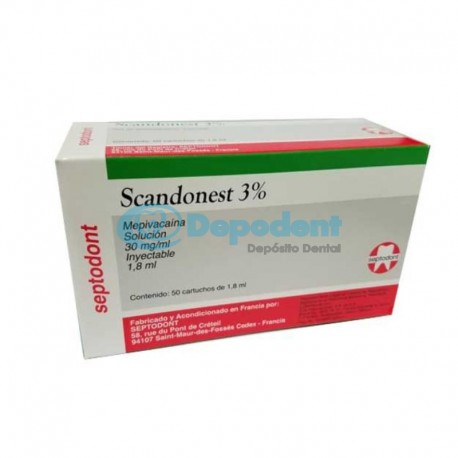 ANESTESIA SCANDONEST 3% VIDRIO 50 CARTUCHO 1.8 ML SEPTODONT