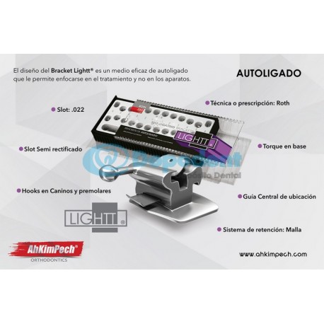 BRACKETS ROTH LIGHTT AUTOLIGADO METALICO 0.022 AH KIM PECH