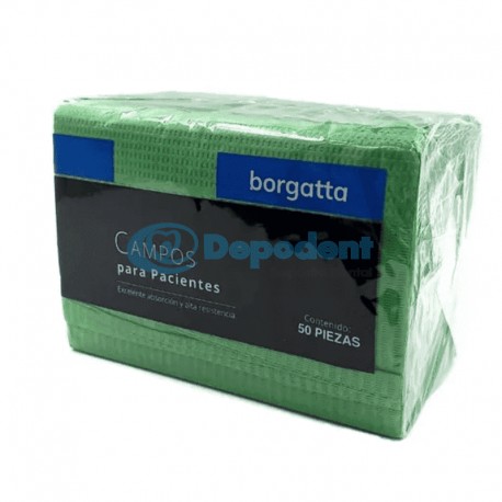 CAMPO OPERATORIO PAPEL PLASTICO VERDE BOSQUE 48 X 32 CM 50 PZA BORGATTA