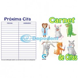CARNET DE CITAS DISEÑO ANIMALS 25 PZAS GT DENTAL