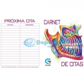 CARNET DE CITAS DISEÑO CRANEO COLORES 25 PZAS GT DENTAL