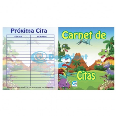 CARNET DE CITAS DISEÑO DINOS 25 PZAS GT DENTAL