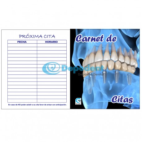 CARNET DE CITAS DISEÑO MAXILARES 25 PZAS GT DENTAL