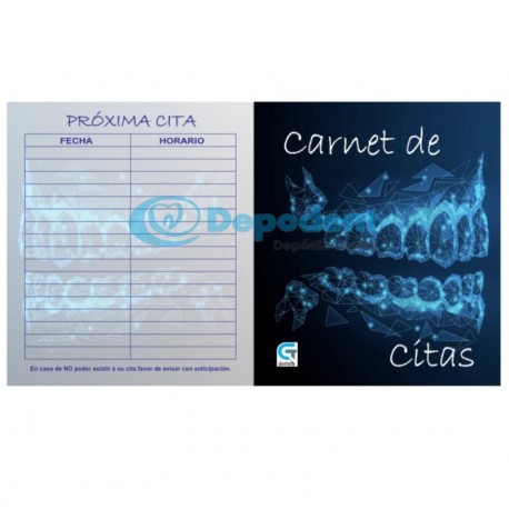 CARNET DE CITAS DISEÑO MAXILARES NEON 25 PZAS GT DENTAL
