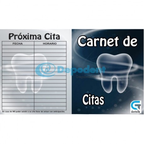 CARNET DE CITAS DISEÑO MUELA SILUETA 25 PZAS GT DENTAL