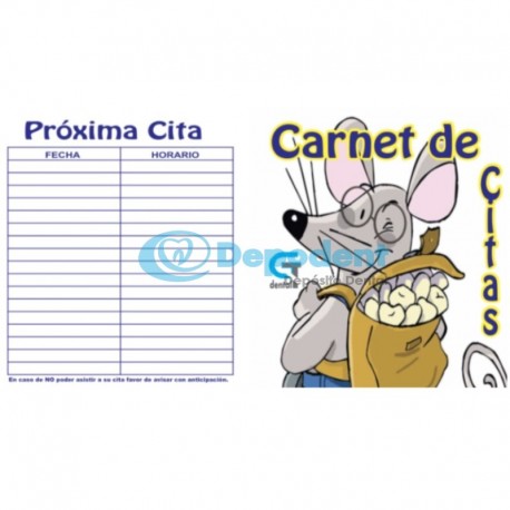 CARNET DE CITAS DISEÑO RATON DE LOS DIENTES 25 PZAS GT DENTAL