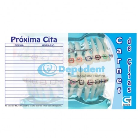 CARNET DE CITAS DISEÑO TIPODONTO ORTO 25 PZAS GT DENTAL
